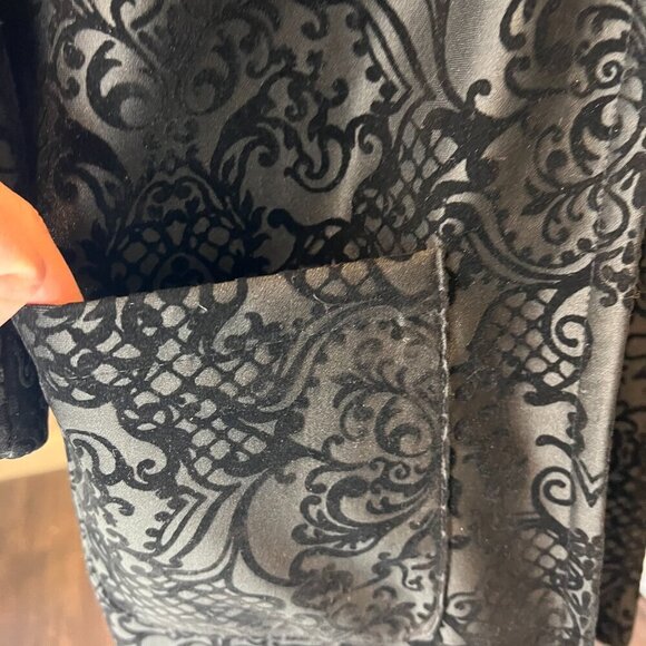 Roz & Ali Black Paisley Burnout Velvet Long Duster Jacket, Size Medium - Picture 6 of 15